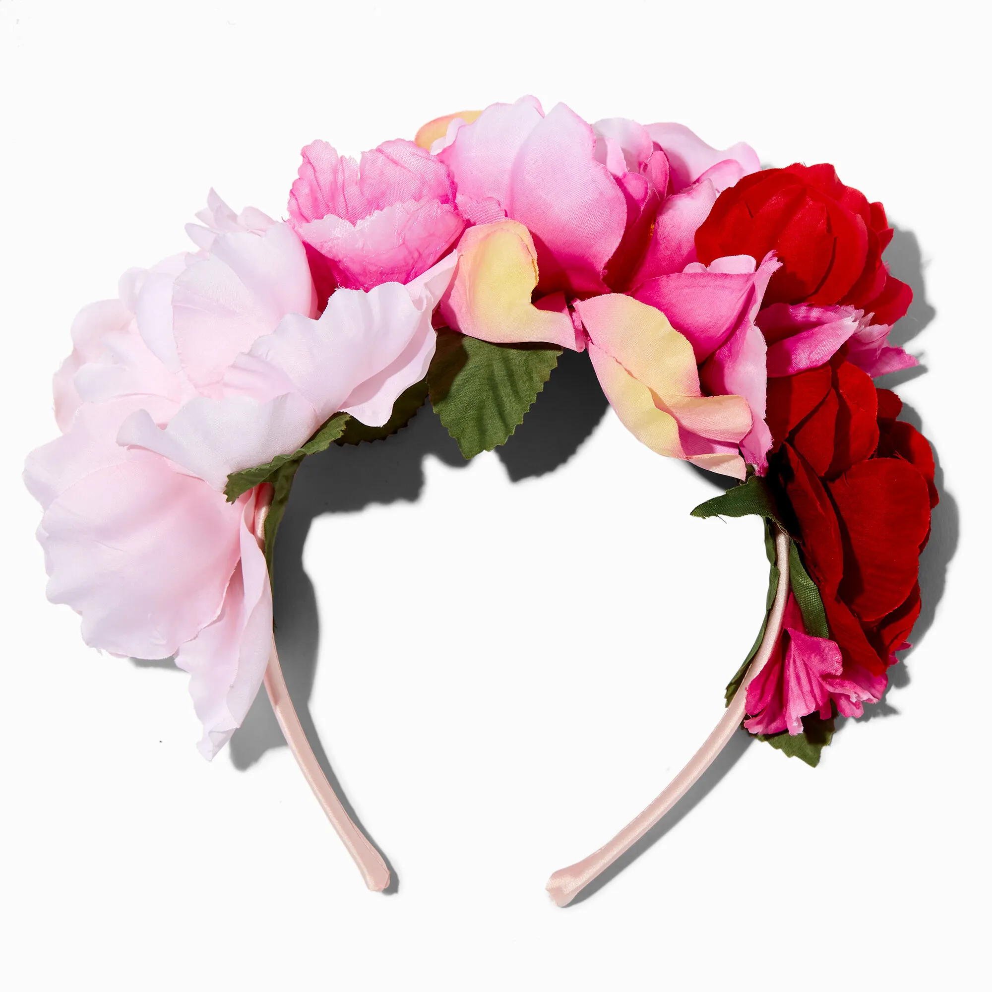 Bandeau couronne de fleurs artificielles tons de rose