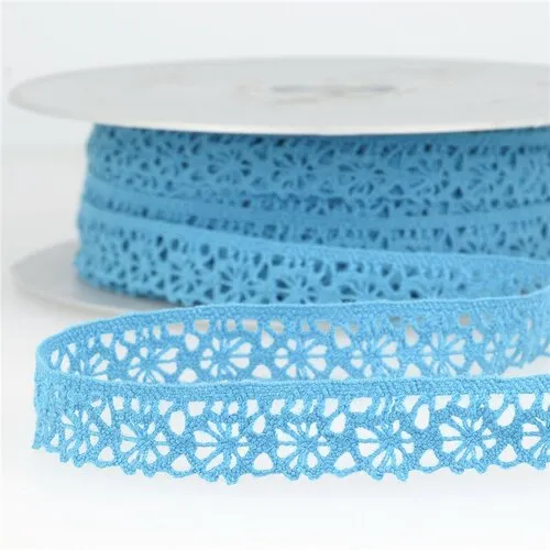 Bobine 25m dentelle polyester turquoise 20mm
