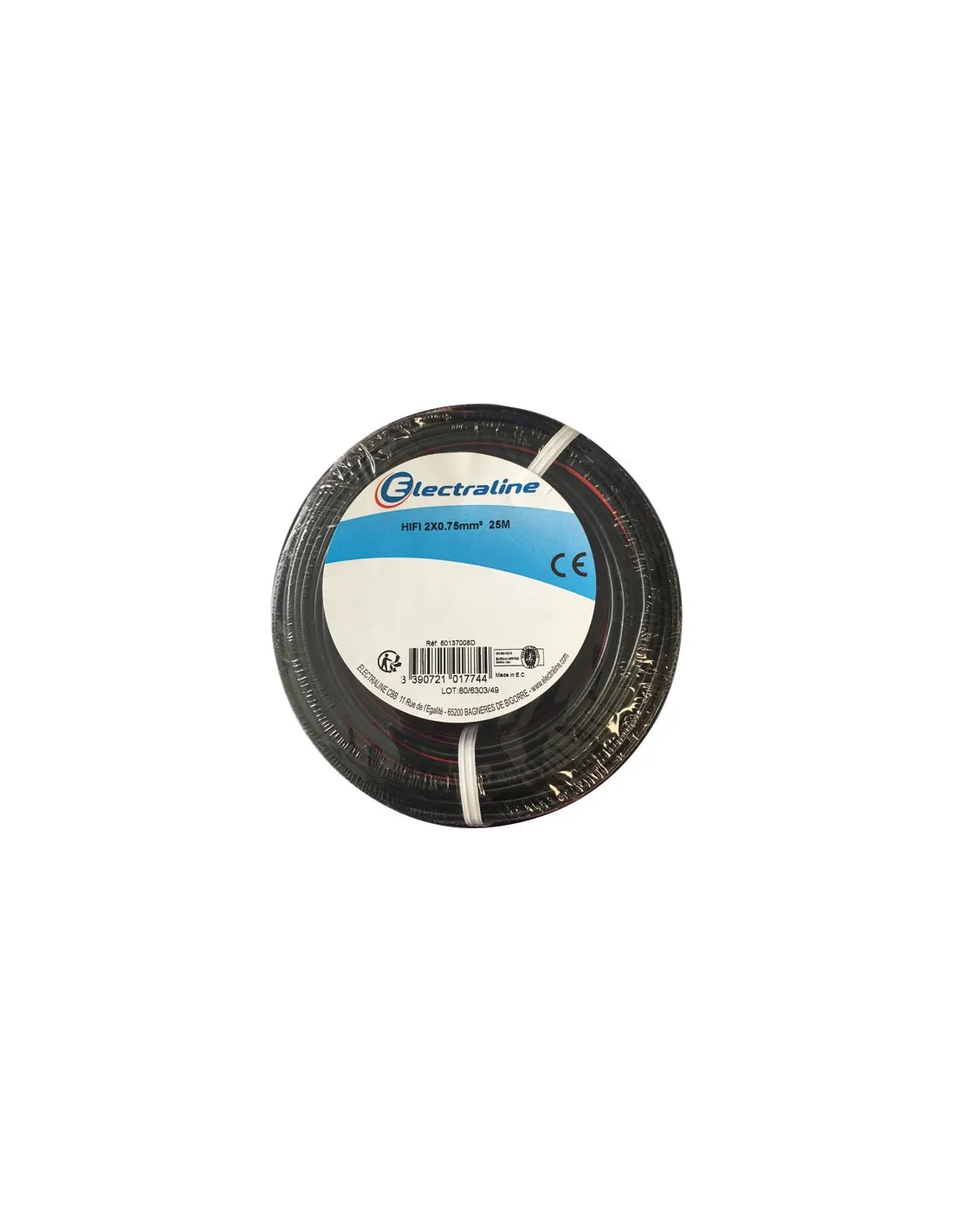 cable hifi 2x0.75mm noir/rouge 25m - ELECTRALINE