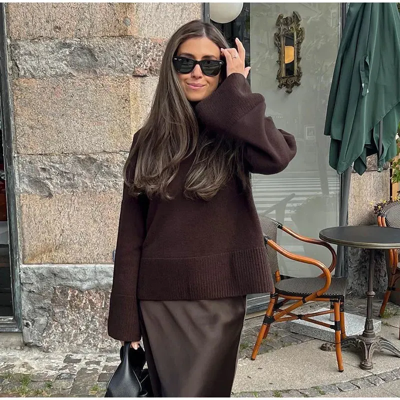 Cassie | Pull en tricot chaud dans des tons bruns profonds