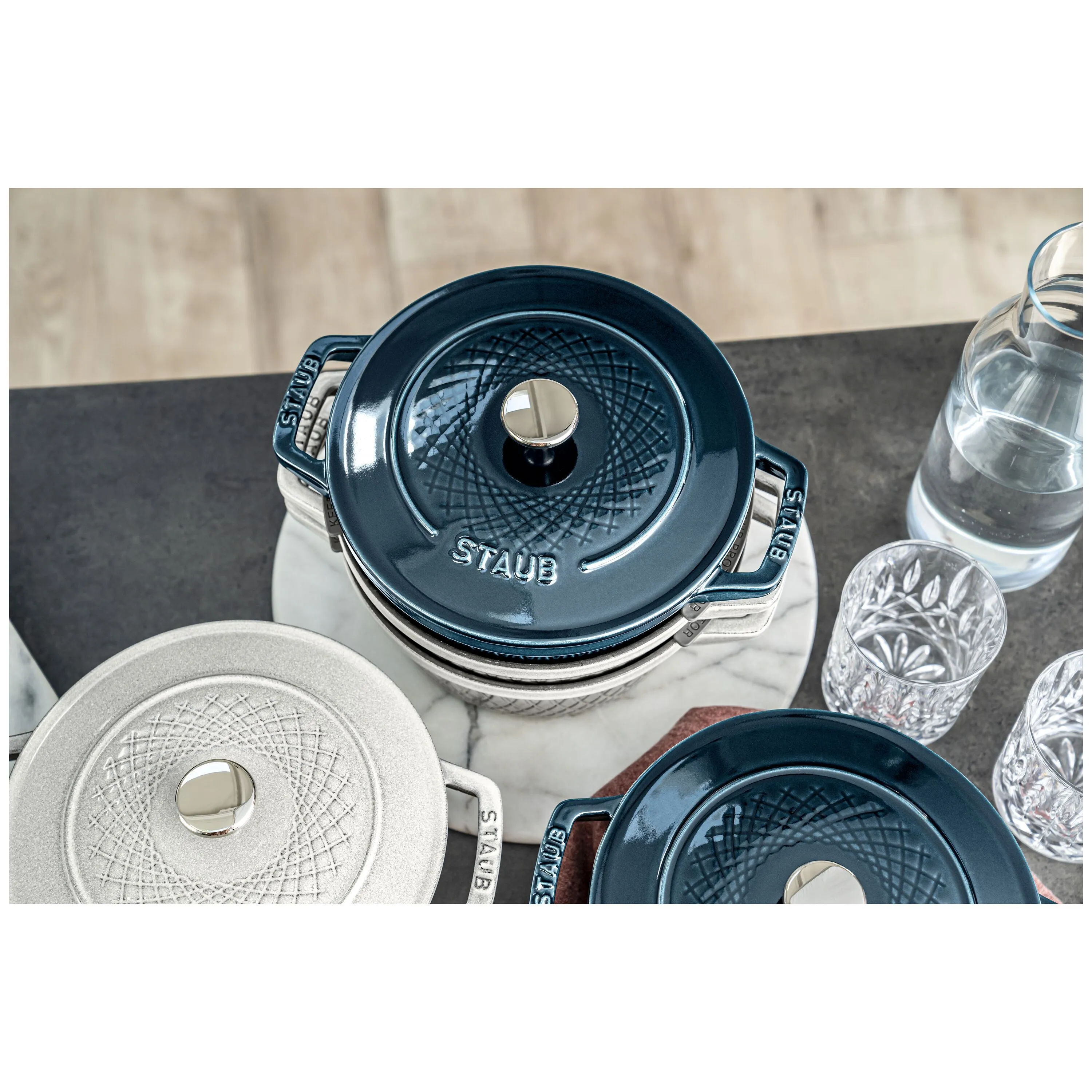 Cocotte 20 cm, Rond(e), La Mer, Fonte
