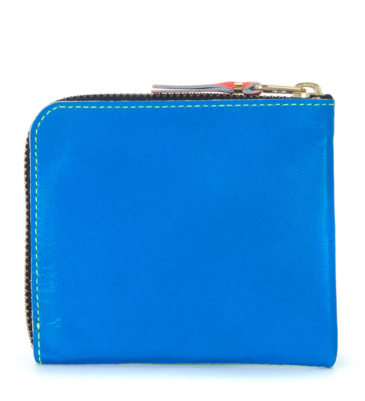 Comme Des Garçons Wallet Portefeuille en cuir vert et bleu fluo