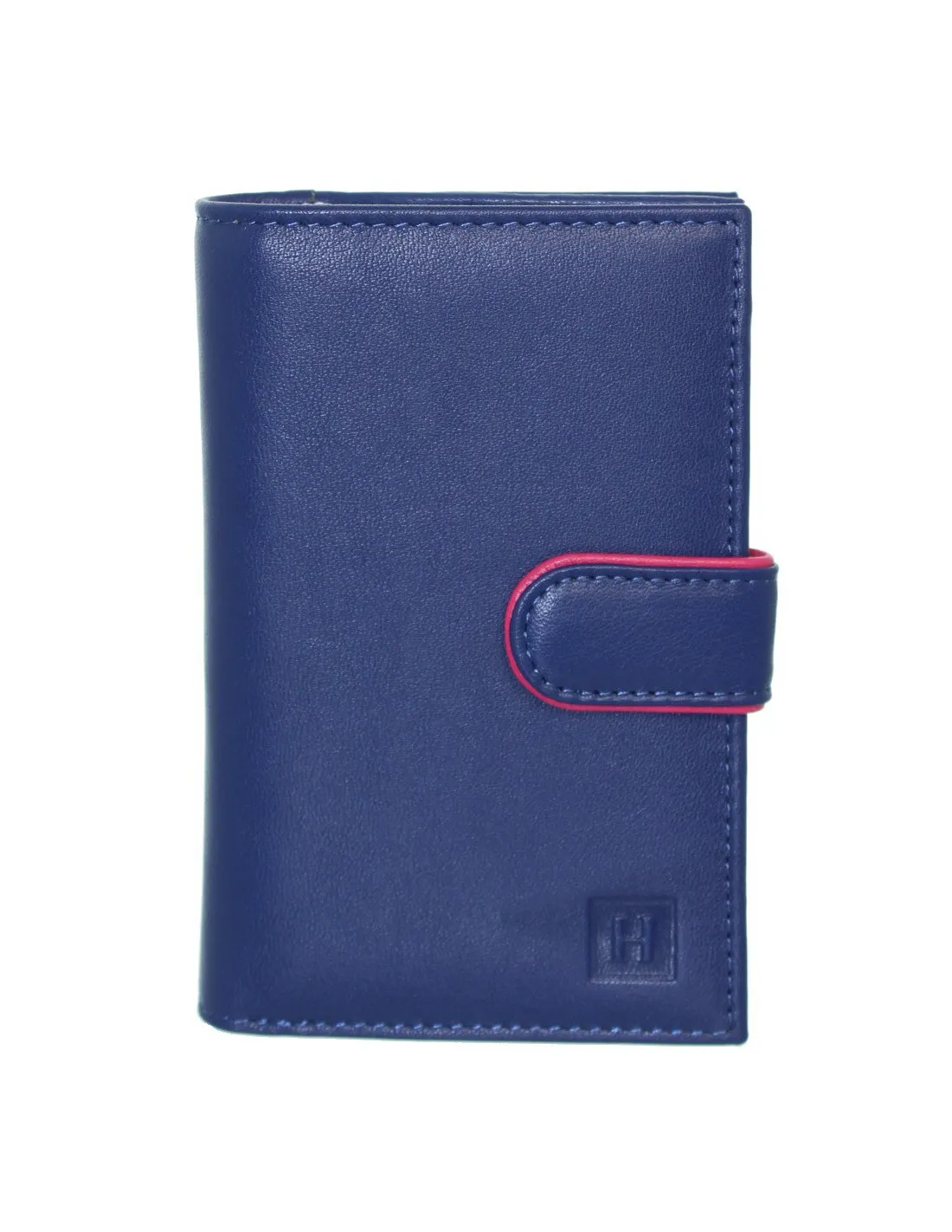 Compagnon Hexagona cuir ref 40924 bleu 10*14*2 cm