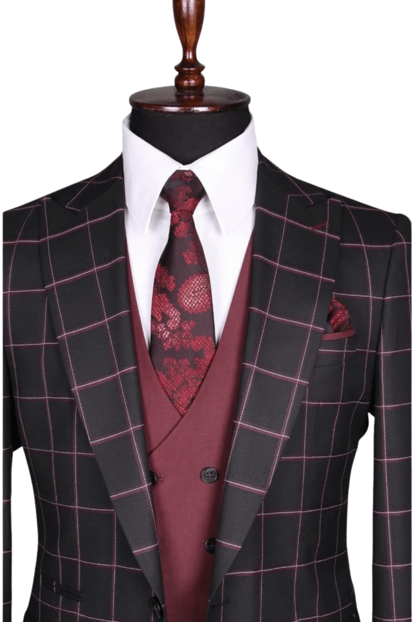 Costume 3 Pieces Deux Tons Noir