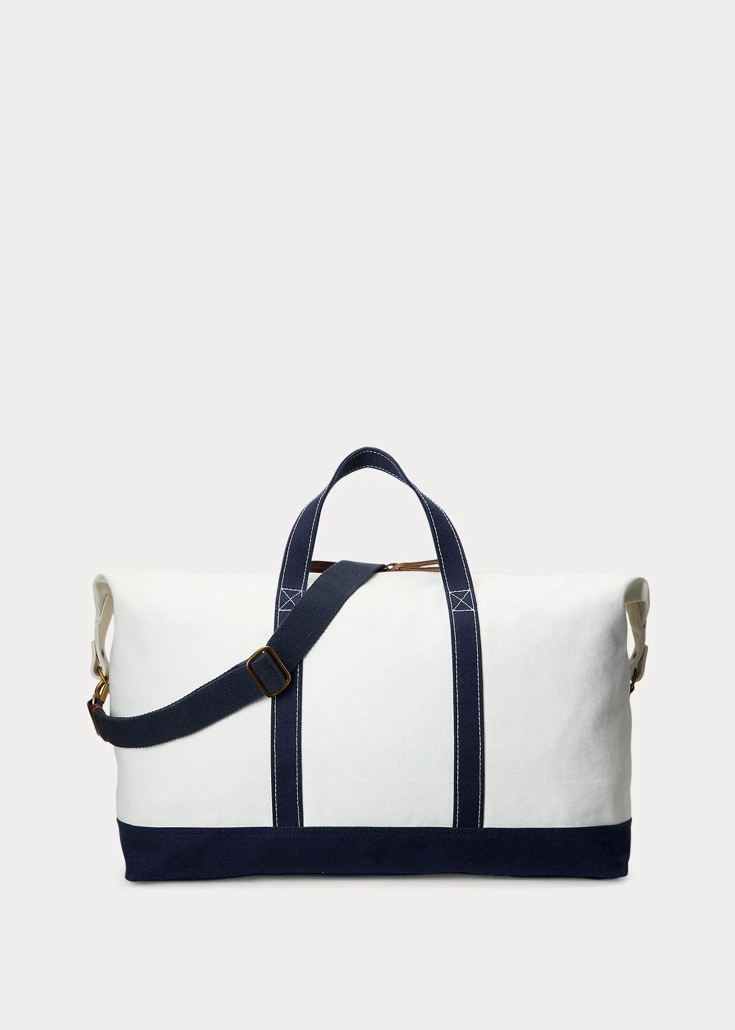 Grand sac de voyage beige et bleu
