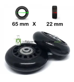 Pack 2 roulettes universelles de bagages Acier 65mm (65*22mm)
