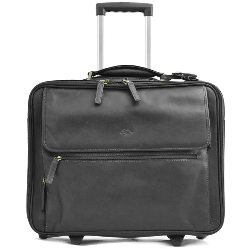 Pilot case business en cuir 17" noir | Planetebag.com