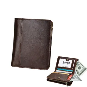 Porte-Carte Antimagnétique Anti RFID Hommes Cuir Café