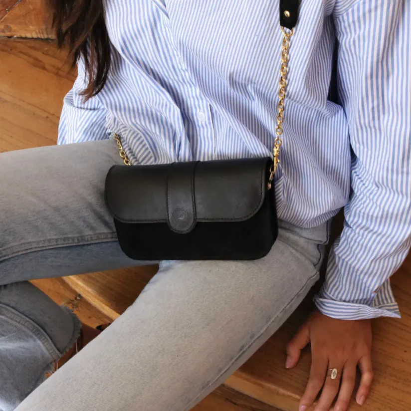 Portefeuille / Sac HAROLD en cuir - Charbon