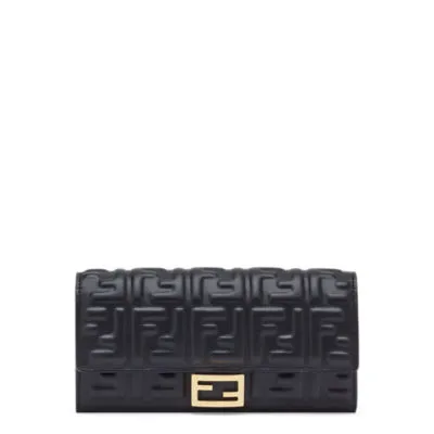 Portefeuille continental Baguette - Portefeuille en cuir nappa noir | Fendi
