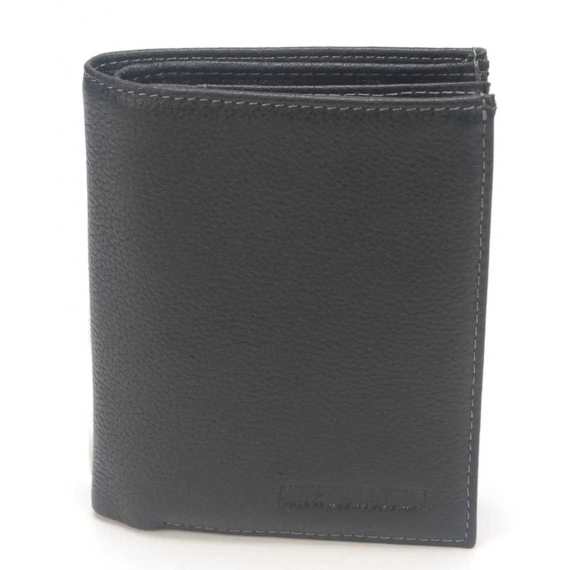 Portefeuille en cuir de vachette foulonne noir  | 3 Suisses