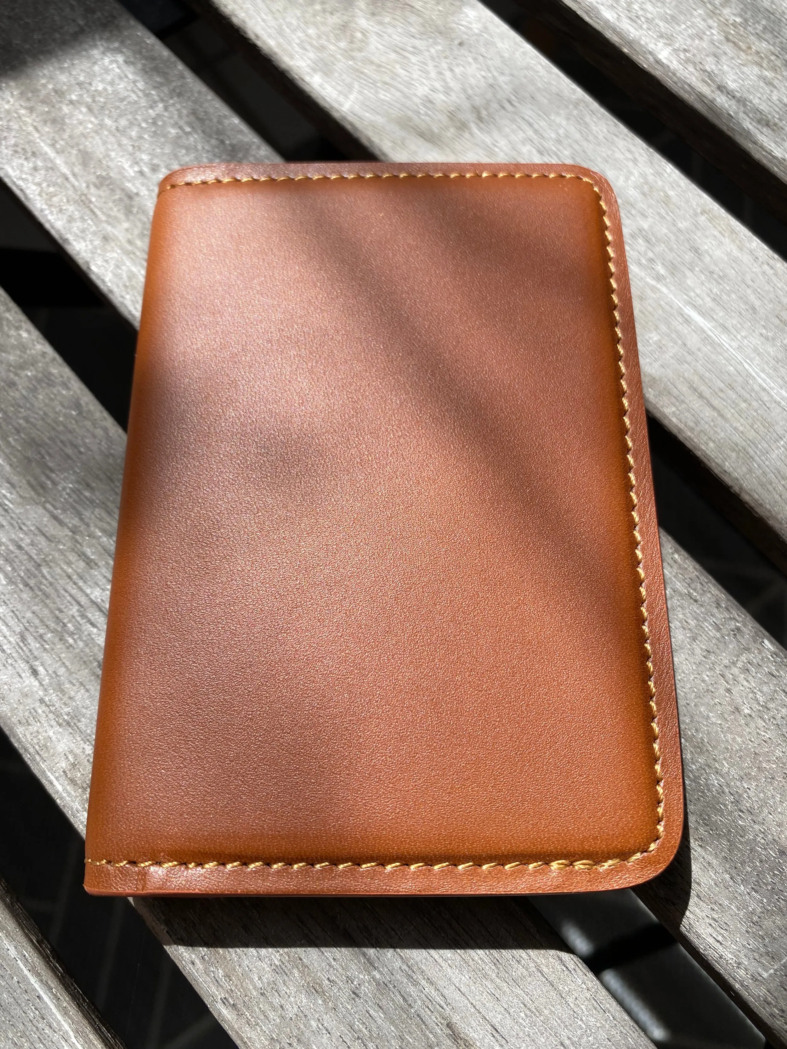 Portefeuille en cuir lisse Arthus acajou