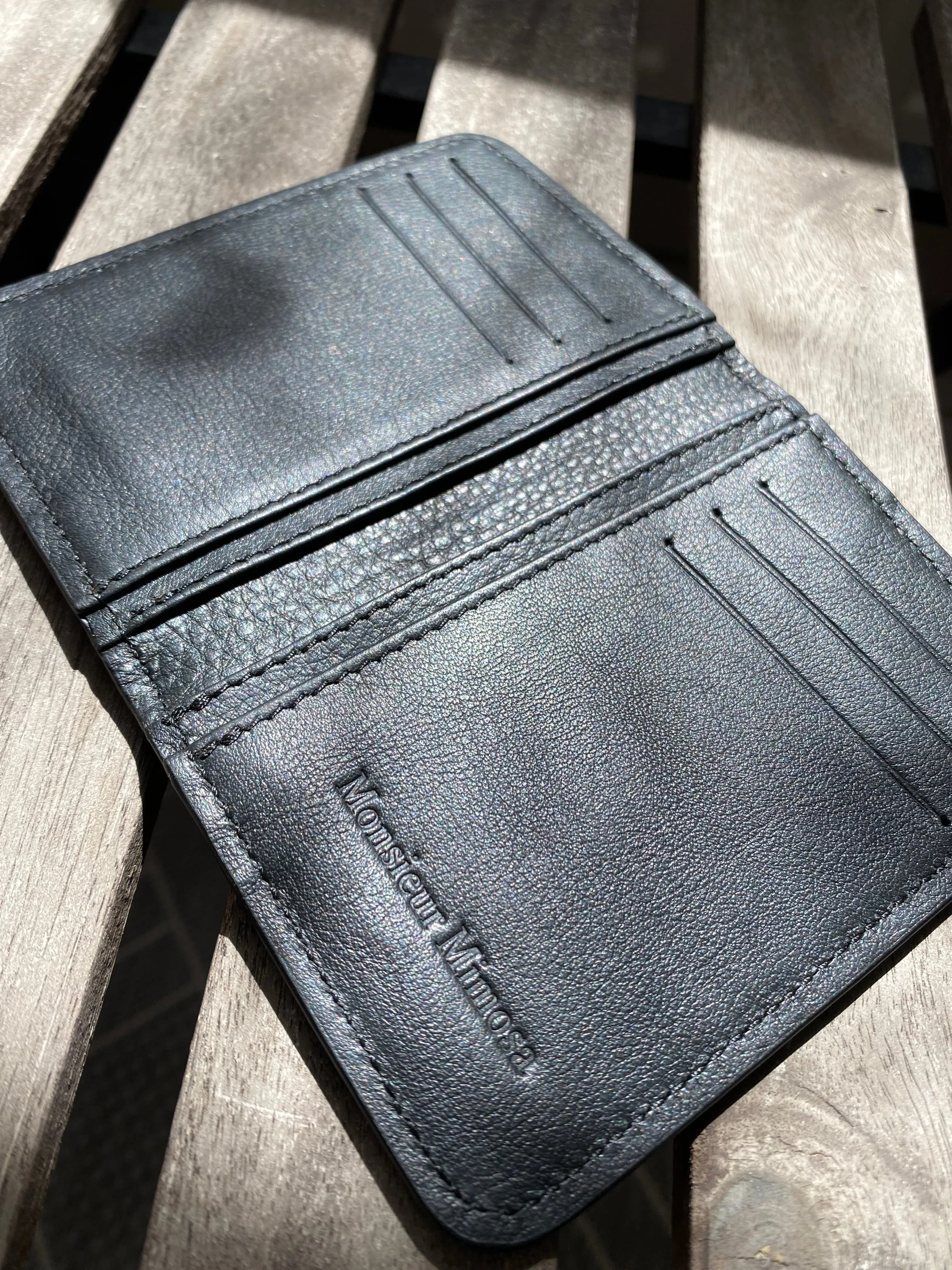 Portefeuille en cuir lisse Arthus noir mat