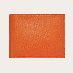 Portefeuille homme classique, saffiano orange