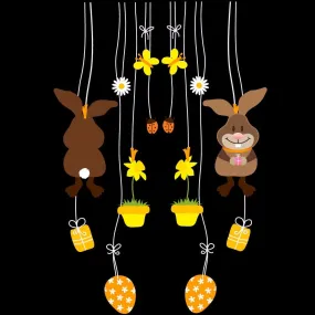 Sticker frises lapins suspendu 70 x 100 cm soit 2 frises 97 x 32.5 cm