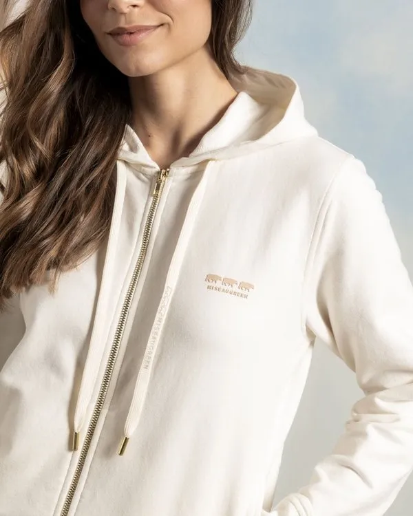 Sweat zippé dos embossé blanc 