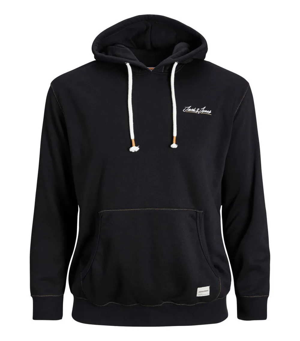 Sweat à capuche Jack & Jones + Paul Tons Sweat Hood Grande Taille regular fit avec manches longues et col à capuche  noir