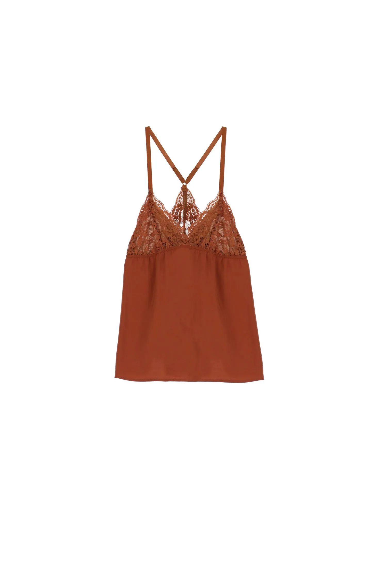 Top uni avec détails en dentelle