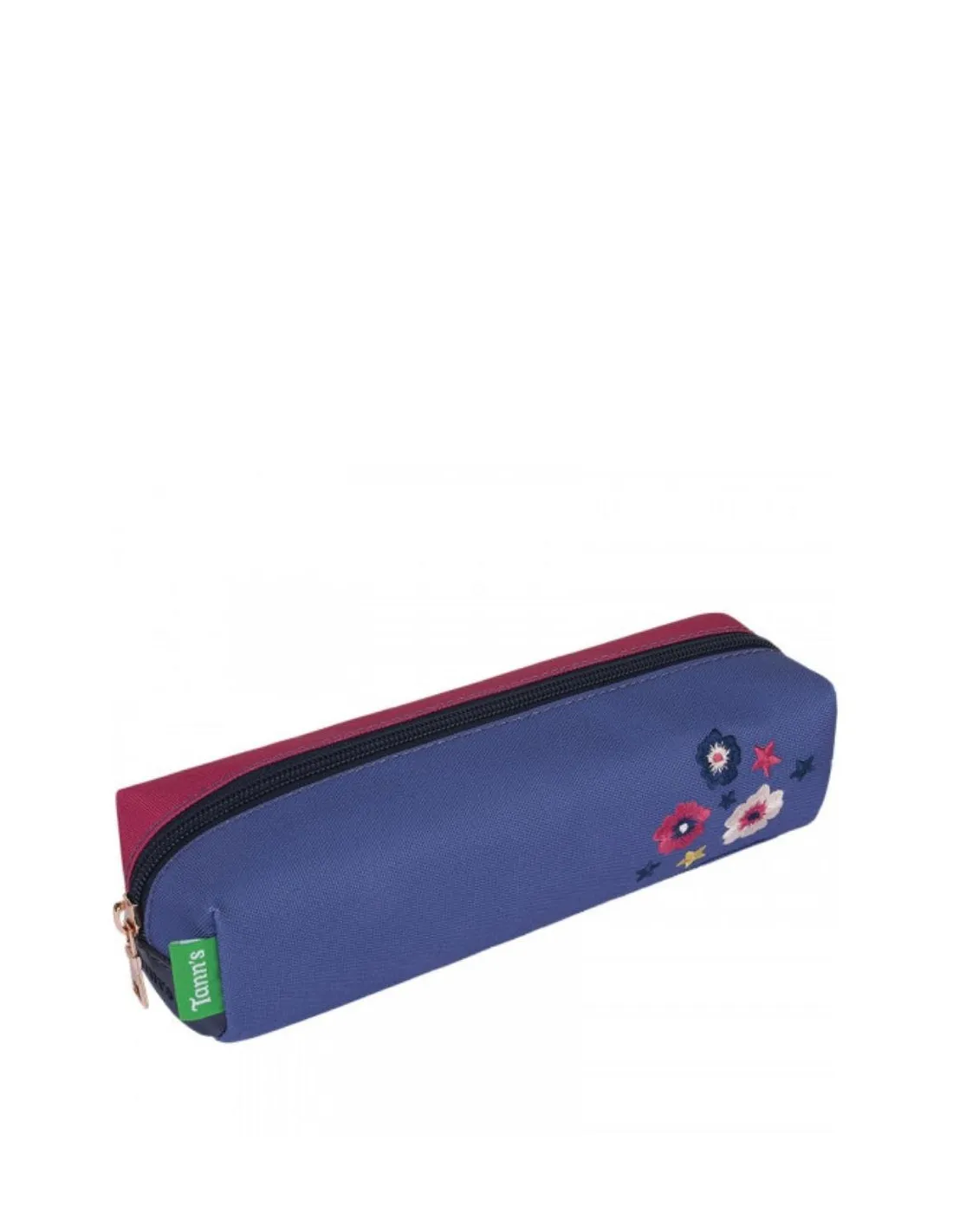 Trousse Double Tann's Broderie Olivia Ref   Bleu et Rose 6*21*6 cm