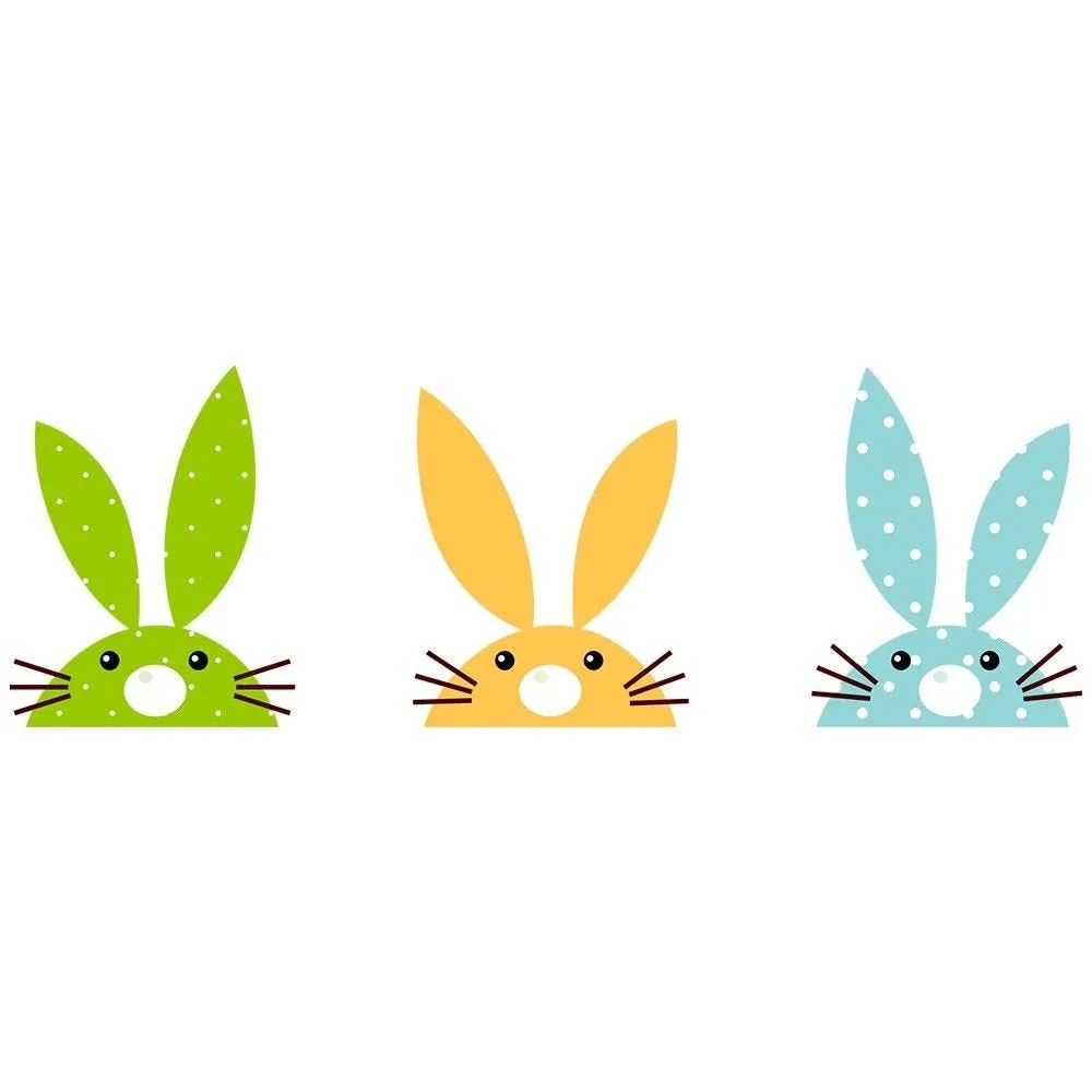 Vitrophanie petite frise de lapins vert jaune bleu 33x98cm