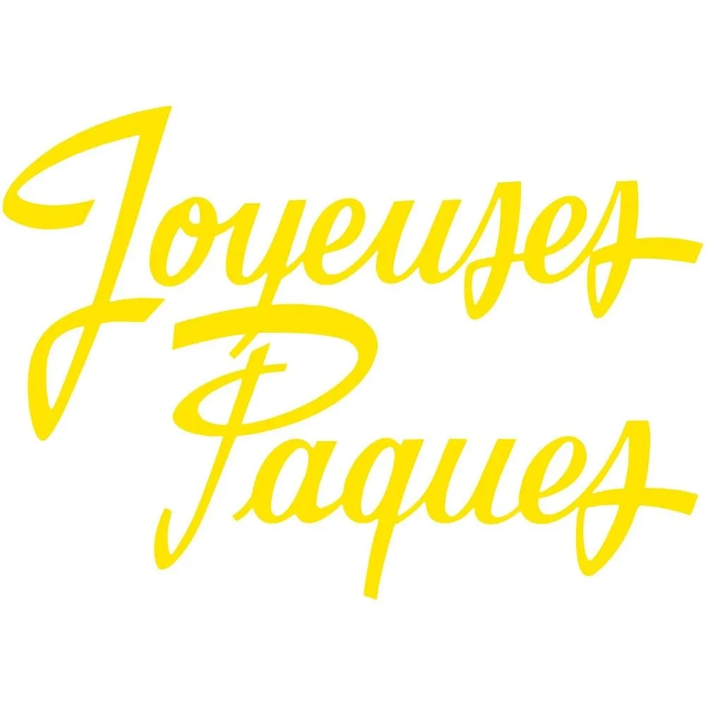 Vitrophanie texte joyeuses pâques jaune 68x96,3cm